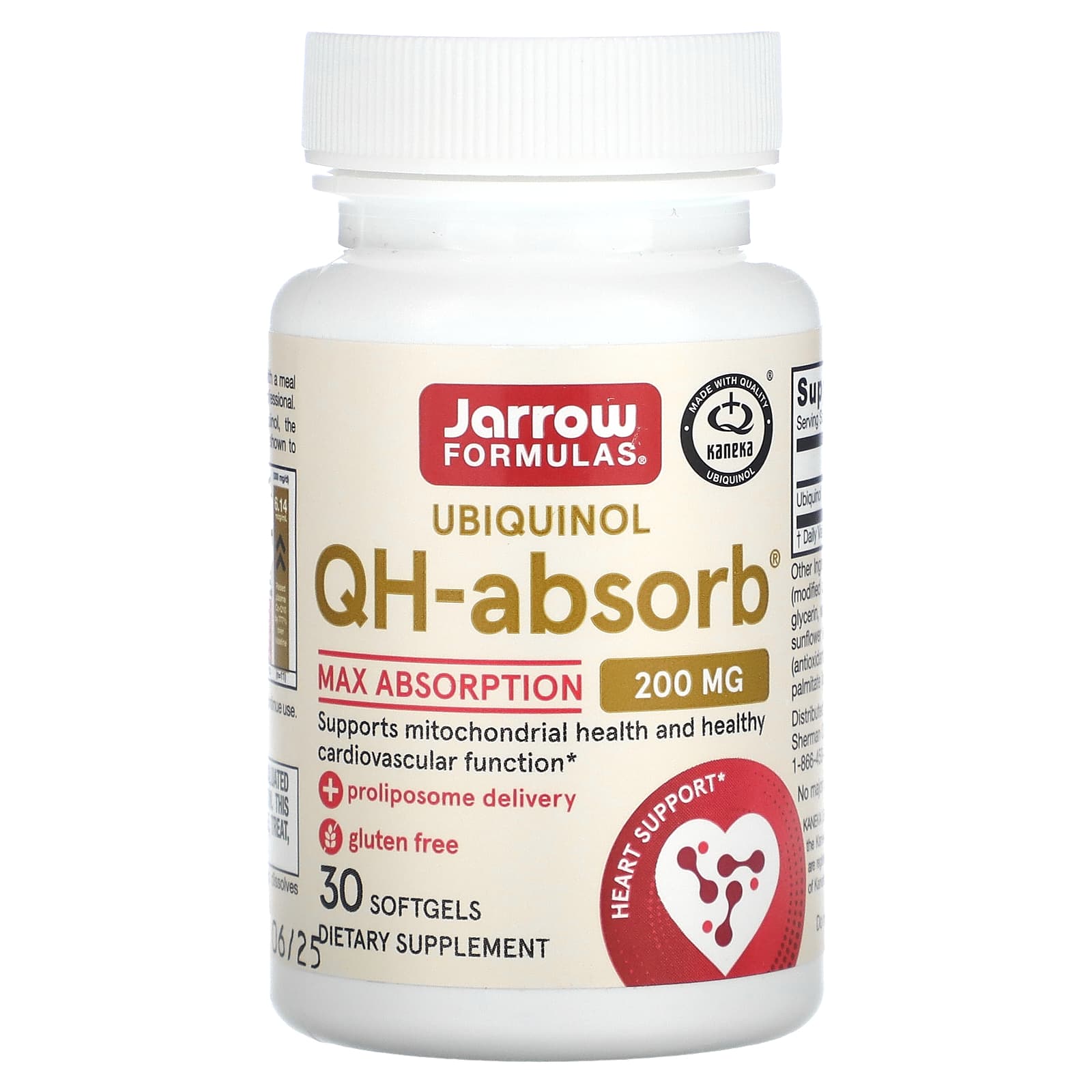 Jarrow Formulas, Ubiquinol, QH-Absorb, 200 mg, 30 Softgels UPC 790011060246 | HiLife Vitamins